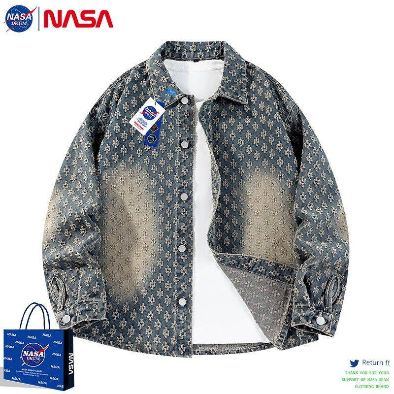 Модная джинсовая куртка в американском ретро-стиле от Nasa для мужчин, новая весенне-осенняя вязаная рубашка-куртка, стильная и крутая для женщин