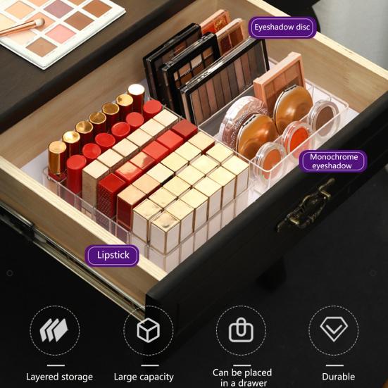 7 ячеек, органайзер для косметики, лоток для хранения, большая емкость, прозрачный дизайн, многоцелевой держатель для палитры теней для век