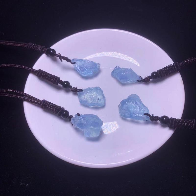 Подвеска Цепочка Натуральный Аквамарин Нерегулярный Камень Ювелирные Изделия Аксессуары Необработанный Камень