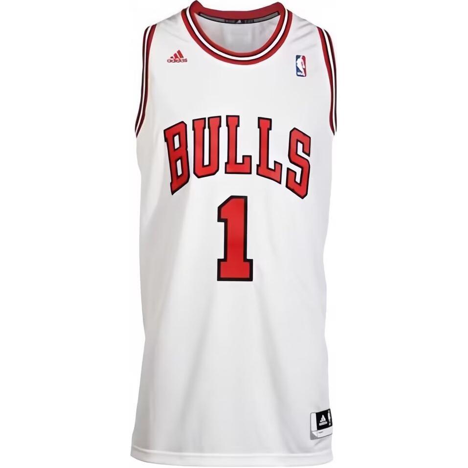 Adidas X NBA Collaboration Rose Bulls 1 вышитая футболка Swingman Fan Edition унисекс-майки белого цвета U08972
