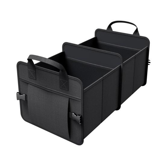 Car Trunk Organizer Foldable Portable Storage Box with Non-Slip Base 2 Compartments Car Storage Container for Groceries Sports Gear