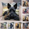 Cute Mini Schnauzer Dog Cushion Cover Home Double Print Decor Cartoon Pet Animal for Sofa Car Pillowcase Soft Plush Pillow Case