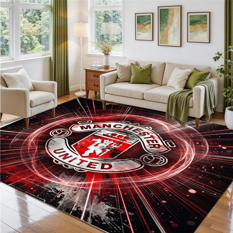 Manchester United Design Crystal Velvet Rug Soft Decorative Mat for Bedroom Entrance