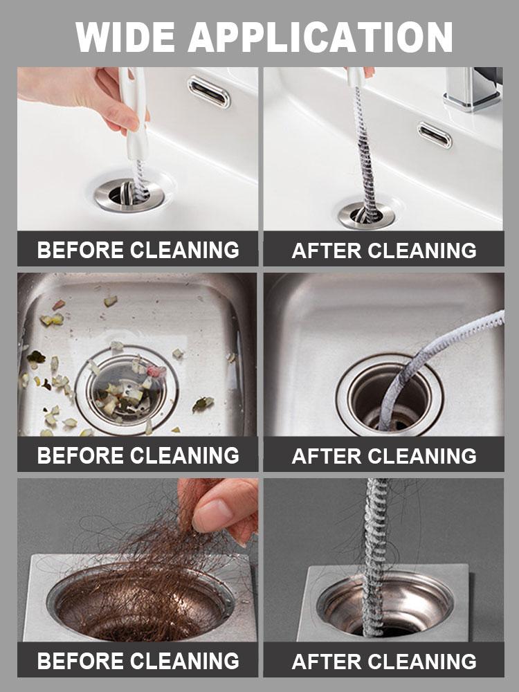 Щетка для чистки трубопровода 45 см, спиральная щетка для чистки раковины, гибкая щетка для чистки канализации, щетка для чистки ванной комнаты и кухни
