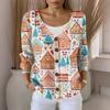 Women's Fashion Casual Knit Sweater Button-Up Christmas Print Cardigan Jacket