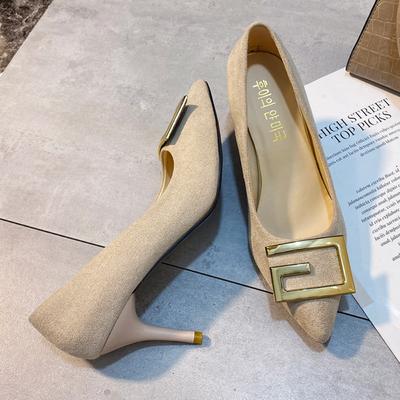 Французская мода черные замшевые сексуальные женские туфли с острыми шпильками на высоком каблуке профессиональные одинарные туфли