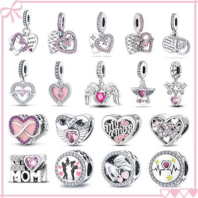 Медные Розовые Коллекционные Шармы-Бусины в форме Сердца для Оригинального Браслета Бренда Сделай Сам Ювелирный Подарок