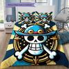 One Piece Straw Hat Pirates Pattern Bedding Quilt Set Quilt Cover Pillowcase Home Birthday Gift(1 * duvet cover + 2 * pillowcase, without core)