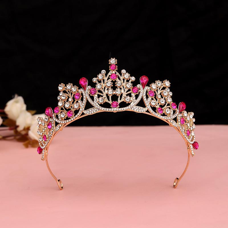 Crystal Red Princess Crown Headdress: Sweet Bridal Hair Accessory & 18th Birthday Gift