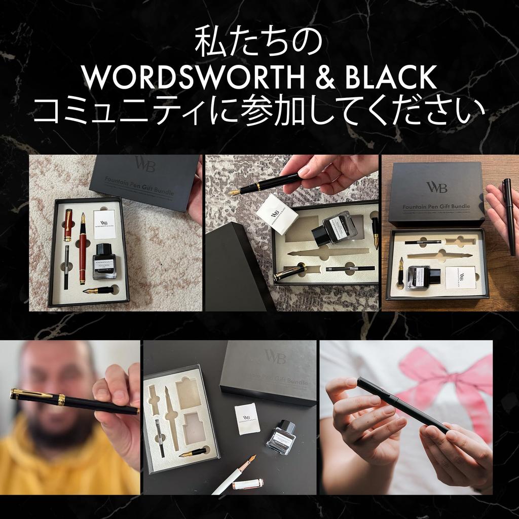 Набор перьевых ручек Wordsworth Black с 18-каратным золотым пером среднего и сверхтонкого размера, 25 мл черных чернил, 6 чернильных картриджей, подарочная ручка, подарок для мужчин и женщин & перья, флакон,