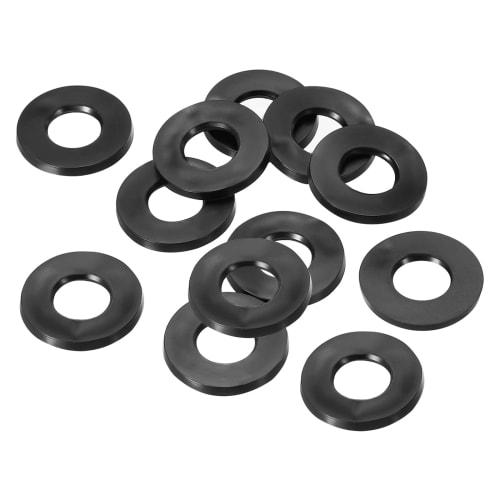 PATIKIL M8 Rubber Flat Washers, 12-Pack, 8mm Inner Diameter, 18mm Outer Diameter, 1.5mm Thick, Black, Sealing Spacer Gasket Ring for Faucet Pipe Water