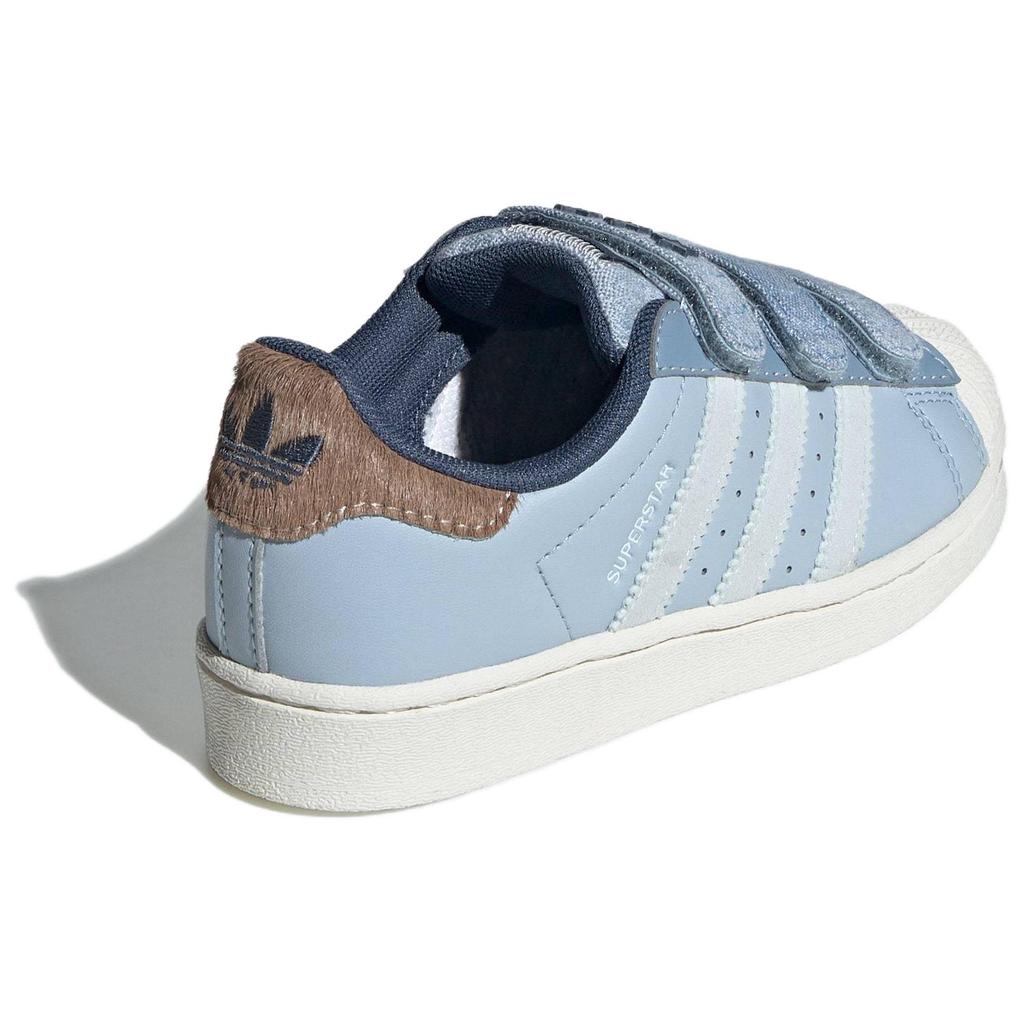 Adidas Originals Superstar Fabric Lightweight Comfortable Durable Shock Absorption Low-Top Kids Skate Shoes Kids Sneakers Blue IH3291