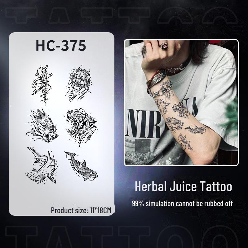 Juice Dark Series Waterproof Tattoo Stickers for Men - Cool Uzi Clown Design for Fingers, Arms, and Hands