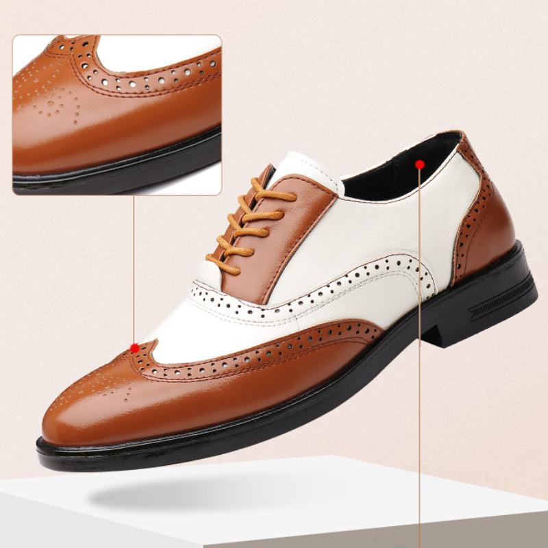 Fashion Luxury Men Brogue Shoes High Quality Lace-Up Dress Shoes for Men All Match Oxford Shoe Fashion Point Toe Men Party Wedding Shoes