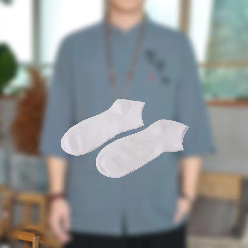 Мужской льняной костюм в китайском стиле: Летний комплект из двух предметов с футболкой с длинными рукавами, смесь хлопка и льна.