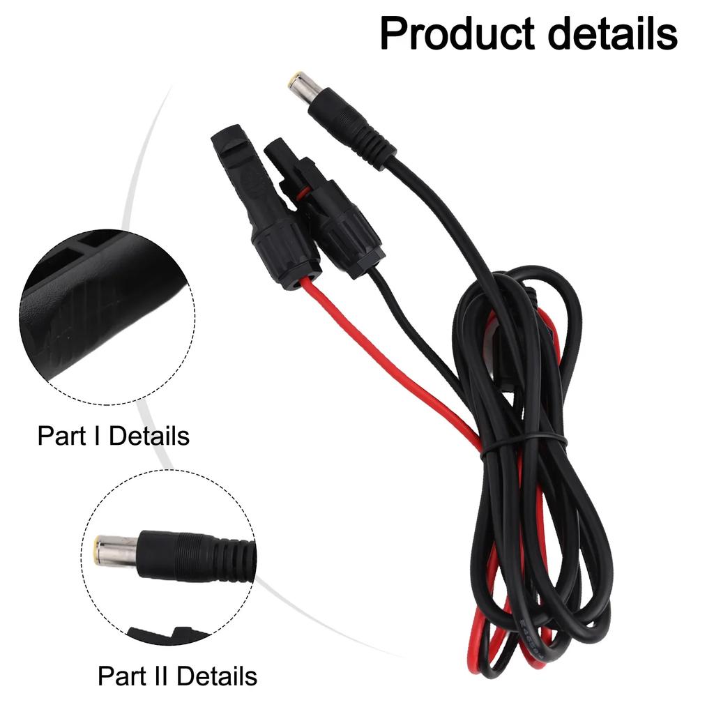 180CM Length DC 8MM Adapter Cable Polarity Marked 12AWG Wire 200Watt Support 36Volt 13Amps Female Positive Red For Camping