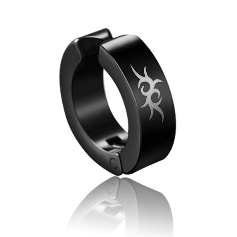 1 Pc Women Men Punk Earring Titanium Steel Black No Pierced Fake Earring Circle Ear Clip Pop Jewelry