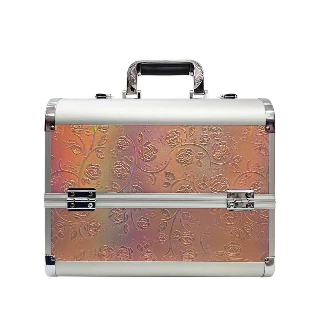 Алюминиевый ящик для косметики и инструментов для дизайна ногтей, татуировок и наращивания ресниц - двойной, открытый, студенческий ящик для хранения