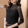Half Turtleneck Bottoming Shirt Women's Long-sleeved Spring Women's Bright Silk Inner Mesh T-shirt Top