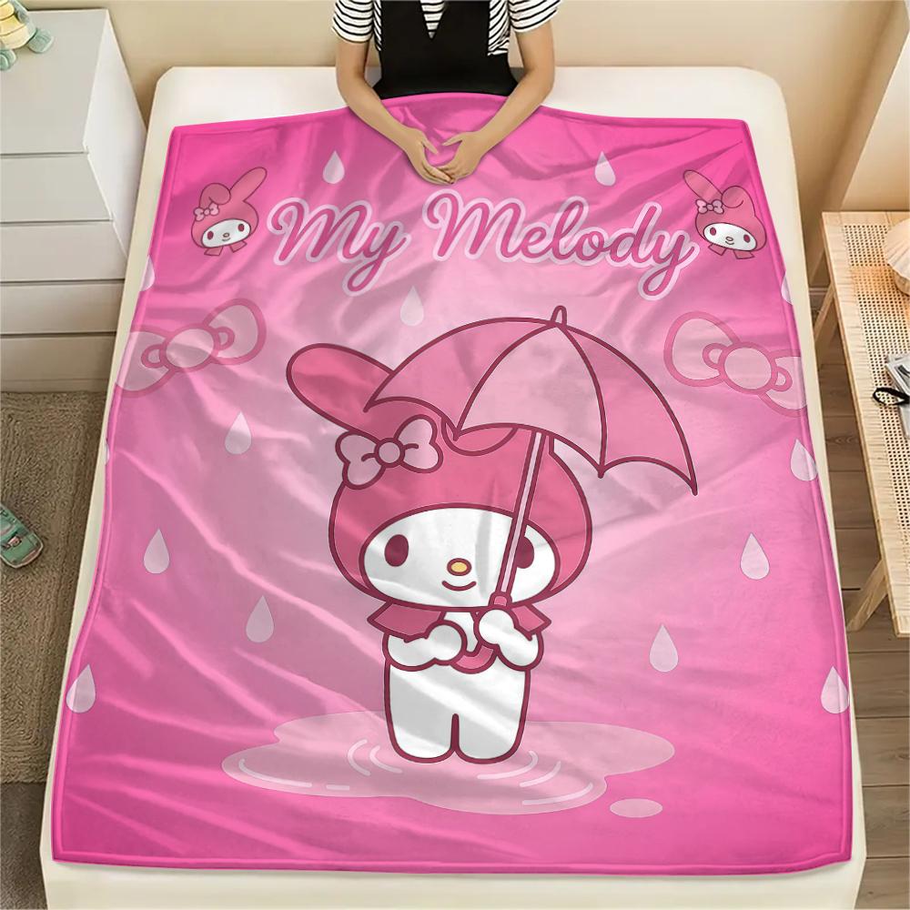 1 шт. Фланелевое одеяло My Melody с розовым принтом, Высококачественное, Для всех сезонов, Декор для дома, Тепло и комфорт, Идеально подходит для рождественских подарков
