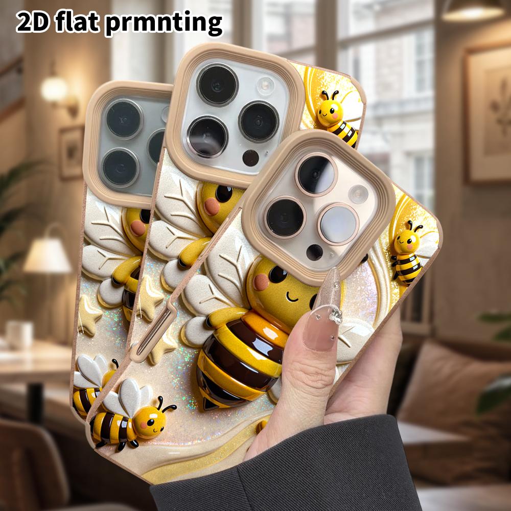 Phone Case: Lambskin 2D Flat Samsung Galaxy A34 A35 M05 M06 S20 S22 S21 FE Plus 5G Protective Case, Little Yellow Bee, Christmas and Halloween Gift