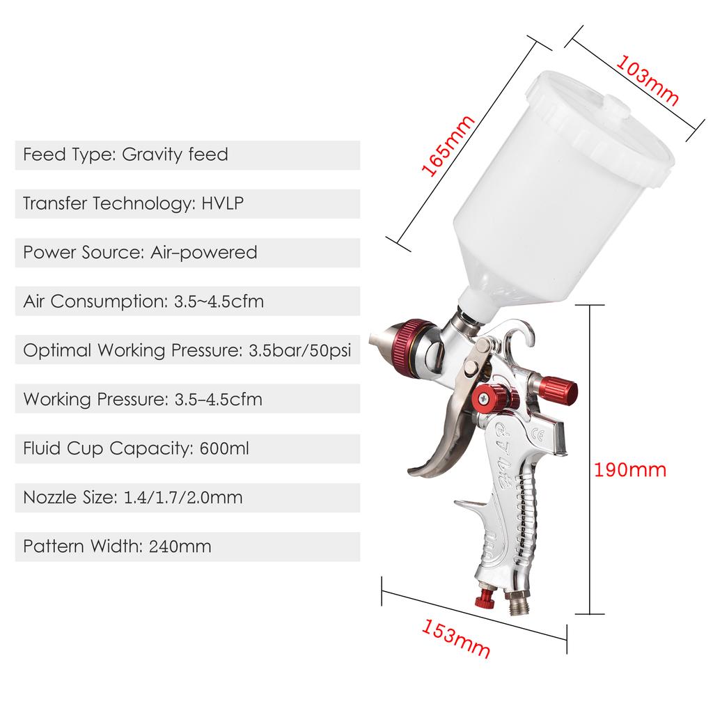 HVLP Paint Spraying Gun Kit Gravity Feed Air Spray Gun Mini Sprayer Paint Gun Paint Sprayer with