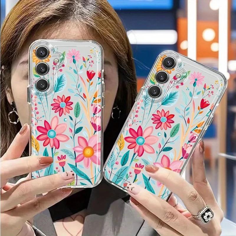 Чехол для телефона с цветочной лозой для Samsung Galaxy S26 S25 S24 S23 S22 S21 S20 FE Note20 Note10 Edge Plus Ultra Lite 5G Прозрачная крышка