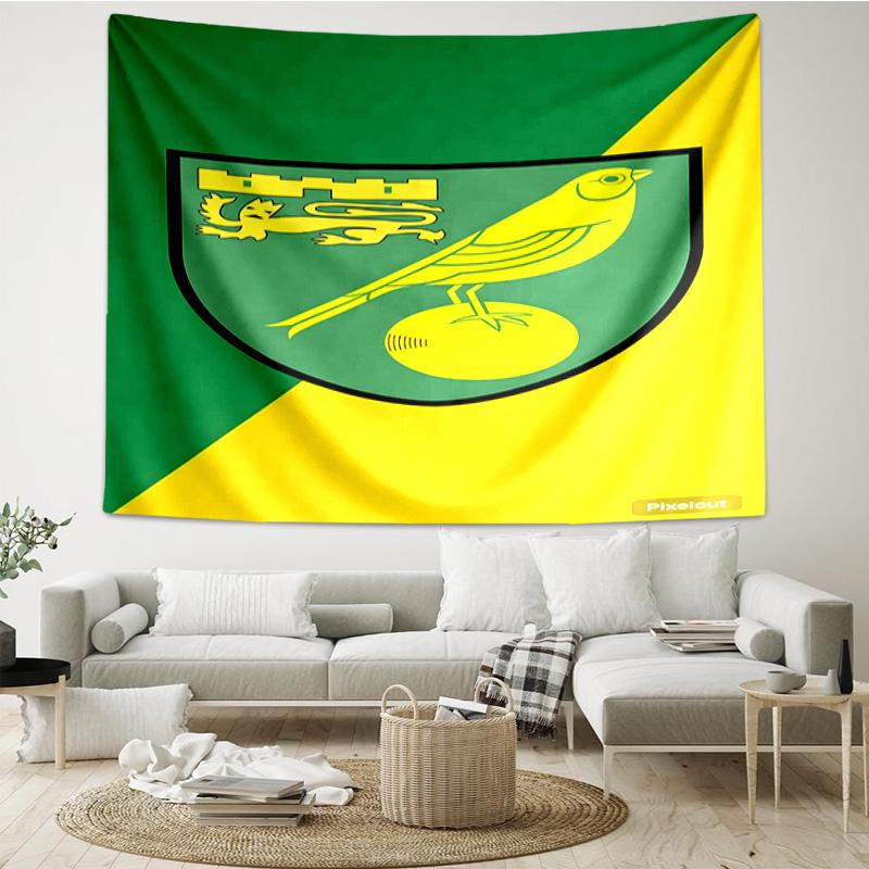 Norwich City Football Club Crest Printed Tapestry, for Bedroom,Livingroom, dormitory, Large Wall Decor, Fabric Decor Fan Birthday Gifts