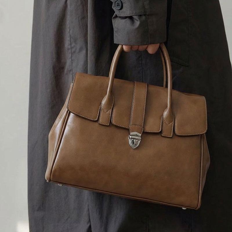 Женская Сумка, Новая Сумка-тоут из Растительного Дубления Кожи, Высококачественное Ощущение, Большая Вместительная Женская Сумка для Поездок на Работу, Модная Сумка для Женщин