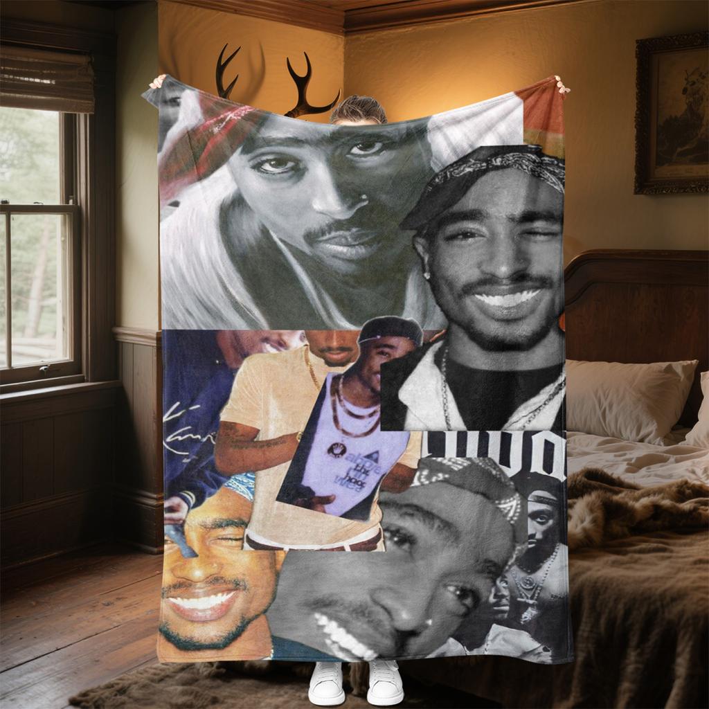 Tupac's Plush Blanket Soft Comfortable All Seasons Perfect Gift Couch Office Nap Outdoor Travel Blanket