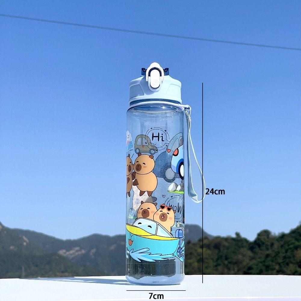 Бутылка для воды 800 мл с принтом капибары, спортивная чашка, креативная чашка с соломинкой, для путешествий на открытом воздухе