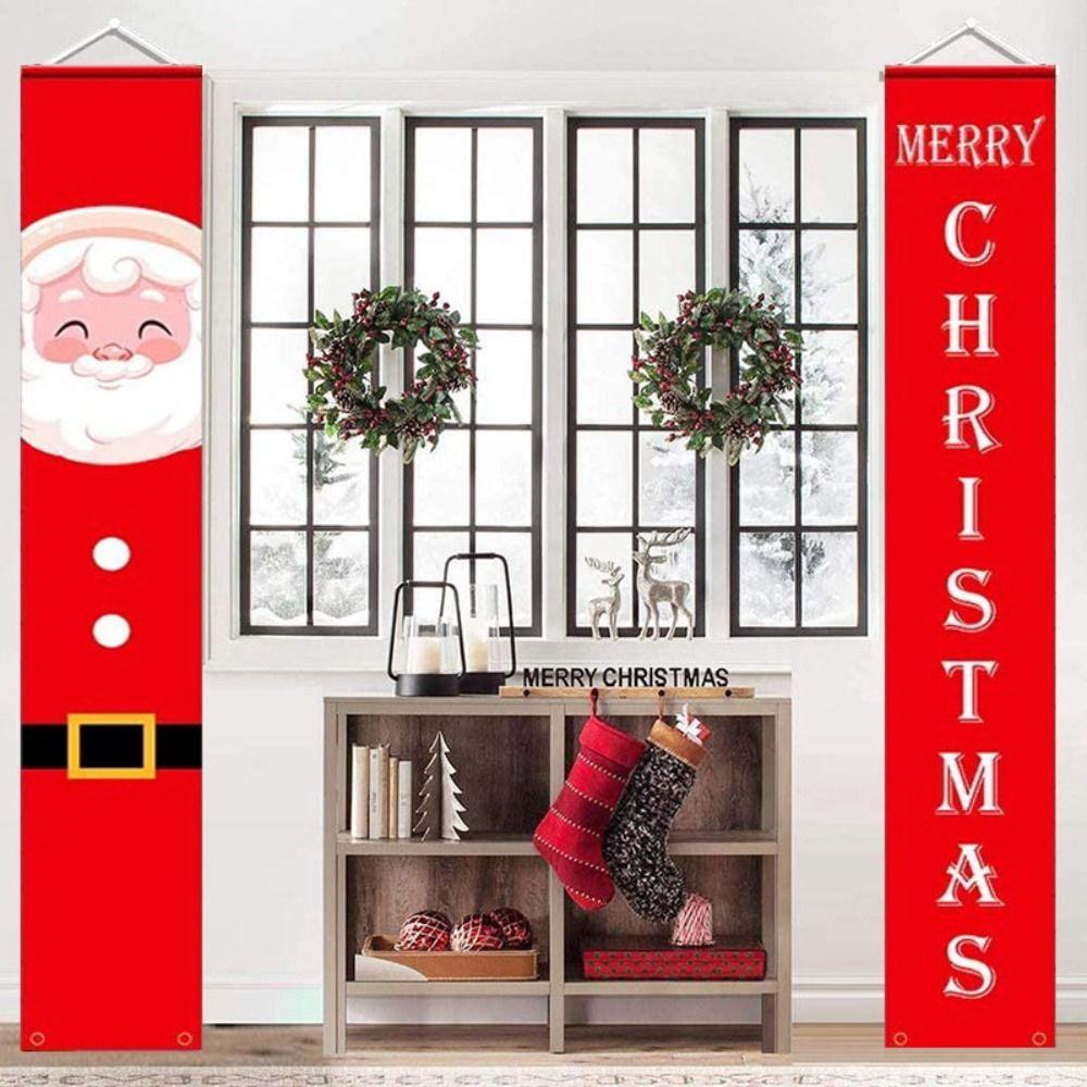 1pair Snowman Christmas Porch Sign Cloth Christmas Hanging Banner  Xmas Navidad Gift