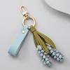 Multi-color PU Leather Flower Keychain 1Pcs Handwoven Portable Pendant Hanger for Backpack Car Key Daily Decor Travel Souvenir