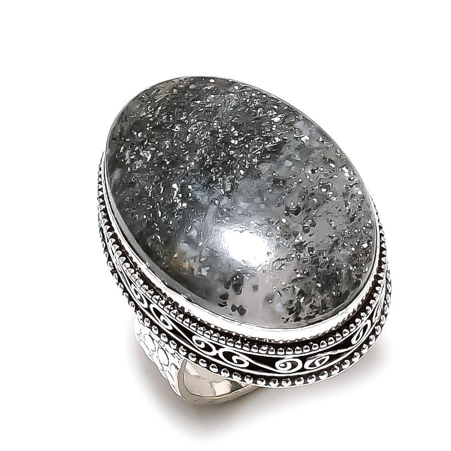 Подарочное кольцо из стерлингового серебра 925 пробы с натуральным кварцем и драгоценным камнем Лодолит ручной работы S.9 t9o91