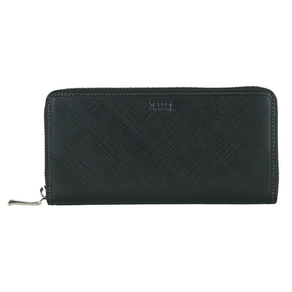 Long Wallet Round Zipper Genuine Leather Sigma 727628 Embossed Leather Green [Takeokikuchi] Men's [05]