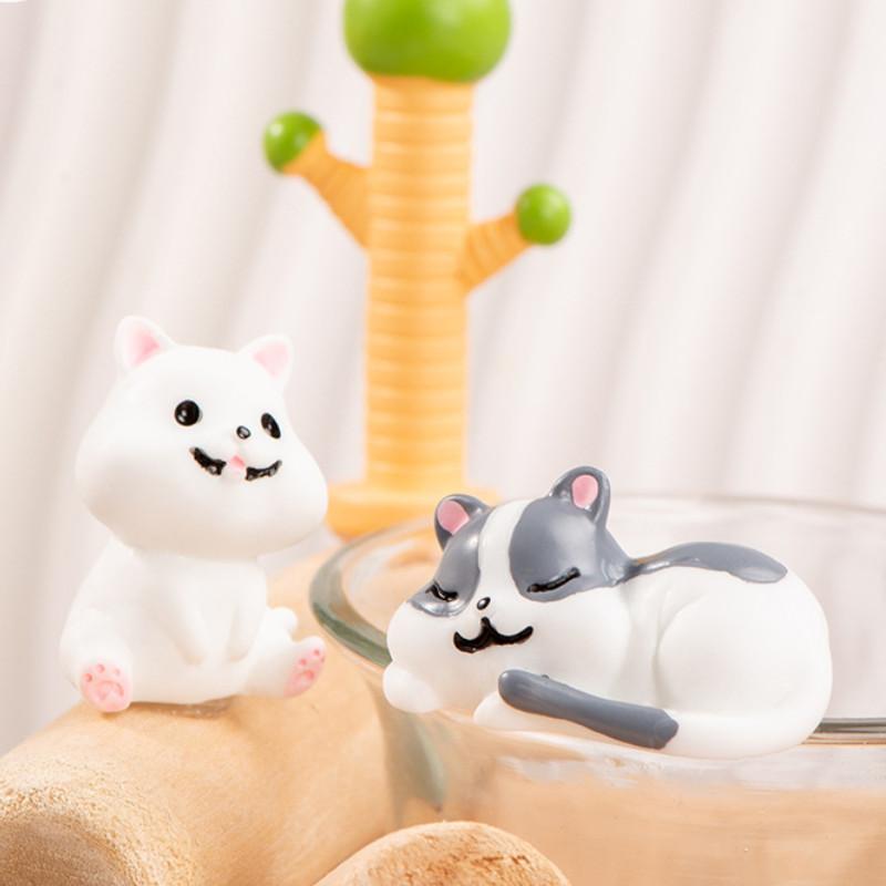 Cute Cartoon Resin Cat Statues For Office Desk Resin Craft Decorations