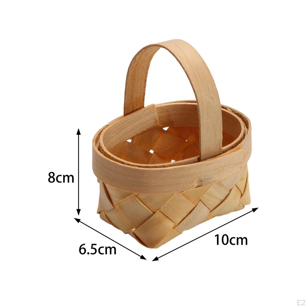 Easter Basket Bamboo Woven Decoration Hand Storage with Handle for Party
