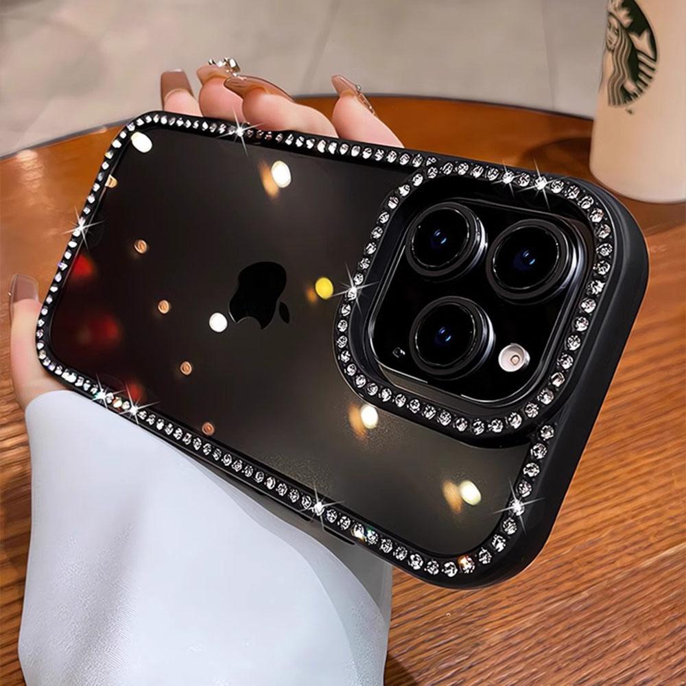 Роскошный прозрачный чехол со стразами и бриллиантами для iPhone 17 16 Pro Max 15 14 13, противоударный бампер, жесткая акриловая крышка
