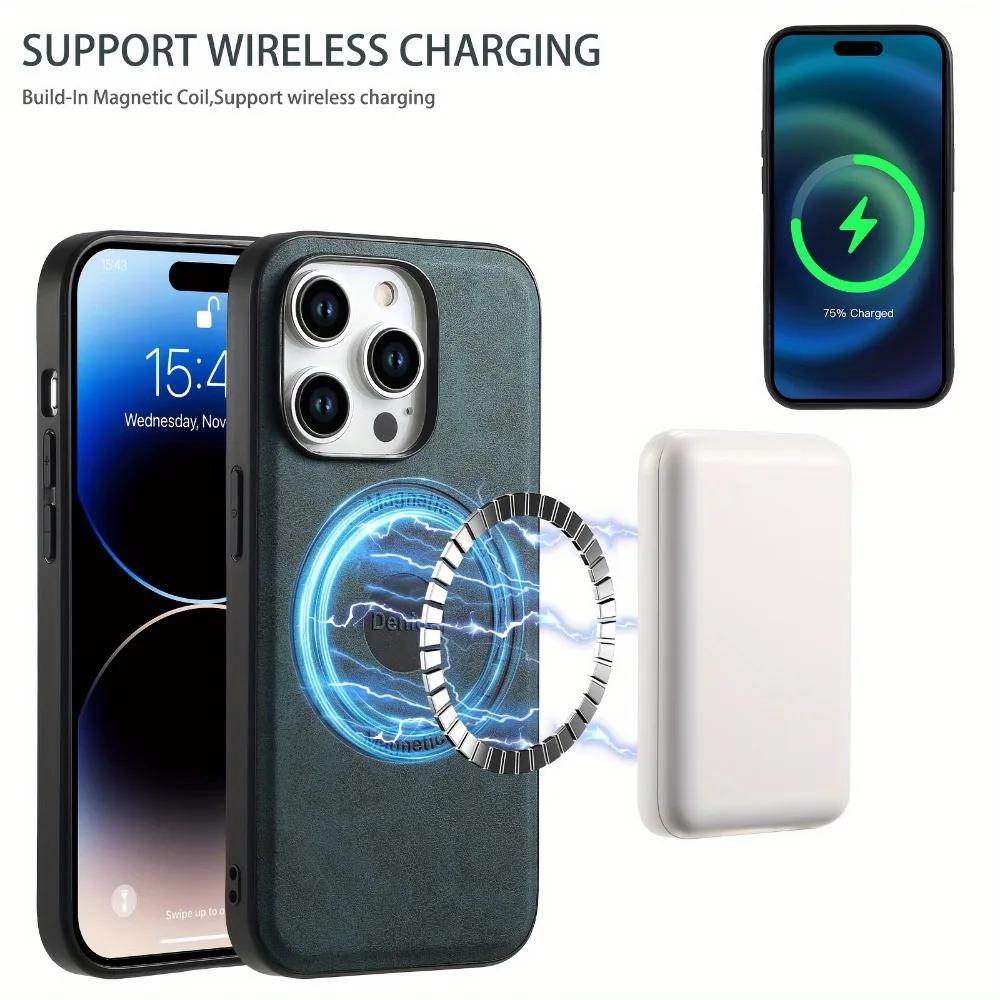 Съемный кошелек 2-в-1 Чехол из ПУ кожи для iPhone 15 14 13 12 Pro Max Plus Для Magsafe Магнитный держатель для карт Слот Чехол для телефона