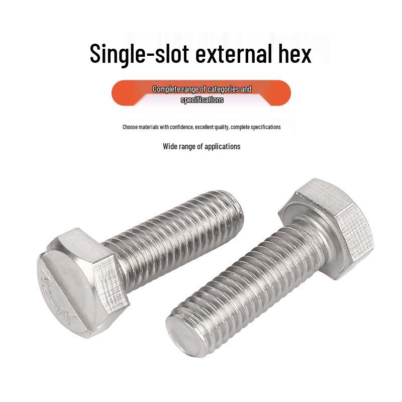 304 Stainless Steel Slotted Hex Head Bolts GB29.1, M4 M5 M6 M8
