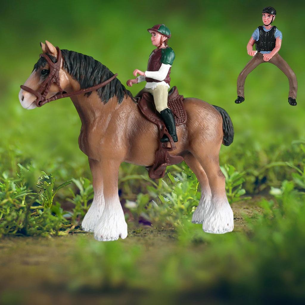 Horse Figure Animal Model PVC with Saddle Miniature Simulation Pretend Educational Toy Wildlife Statue for Party Favors Gifts