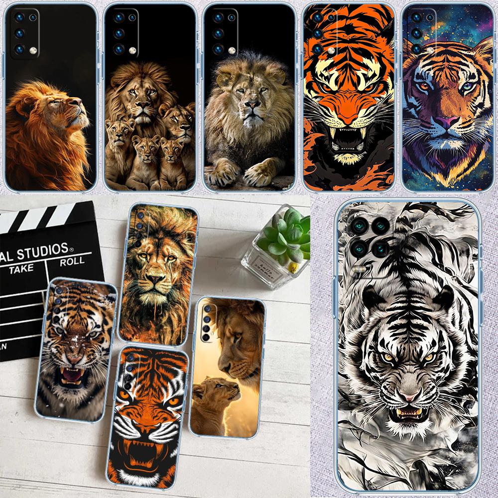 Animal Tiger lion Transparent Phone Case for Samsung Galaxy A04 A04S A14 A23 A34 A54 M23 M33 M52 M53