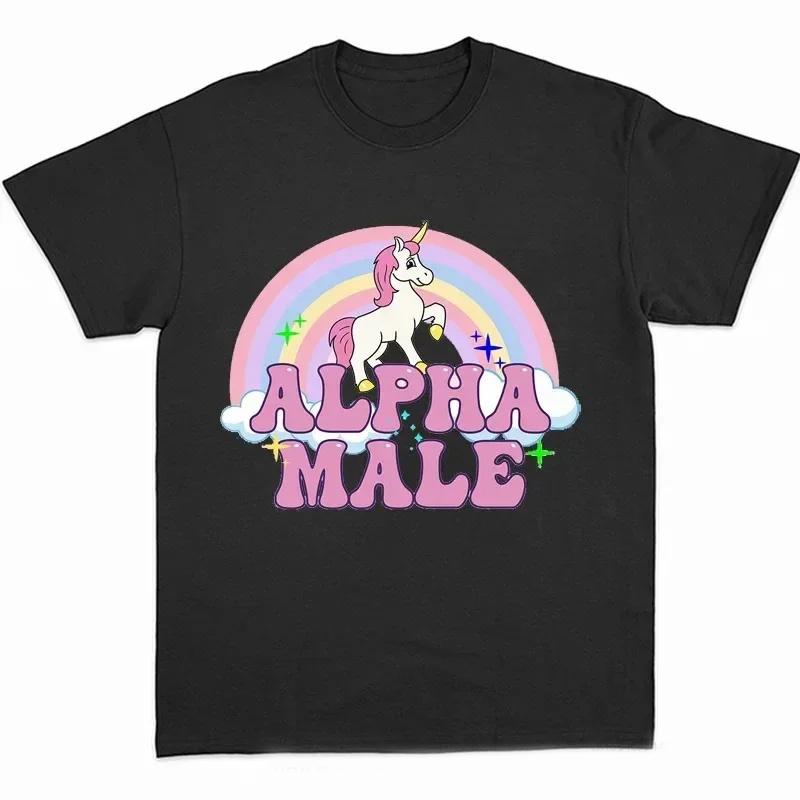 Alpha Unisex Unicorn Rainbow T Shirt Unisex Unisex Fashion Summer T-Shirts feUnisex Casual Short Sleeve Hip-hop Harajuku Unisex Tshirt