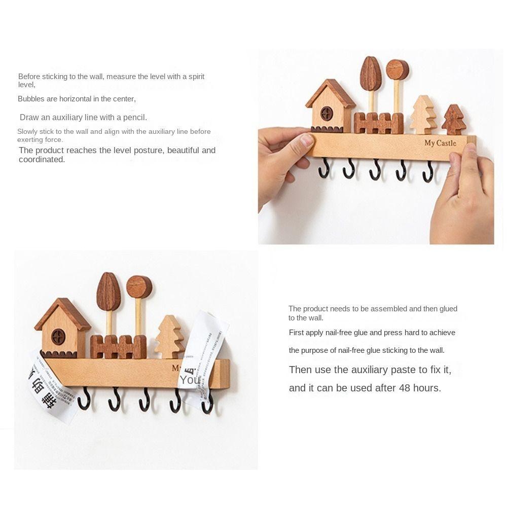 Деревянный декоративный крючок 6 крючков Крючок-ряд для хранения мелочей Крючок для ключей Вешалка Прихожая