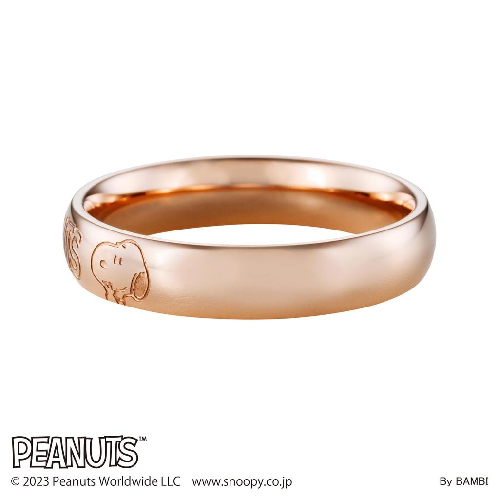 Хирургическая нержавеющая сталь PEANUTS Размеры от 7 до PNST001GO [Белый клевер] Кольцо, Сталь, Снупи, Розовый, 13, (Размер 11)