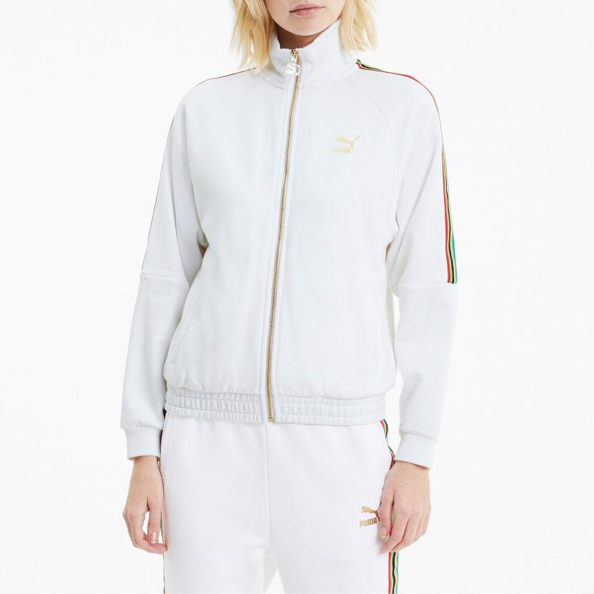 Puma Global Resonance Series Свободная куртка на молнии с воротником-стойкой Женская куртка Белая 599061-02