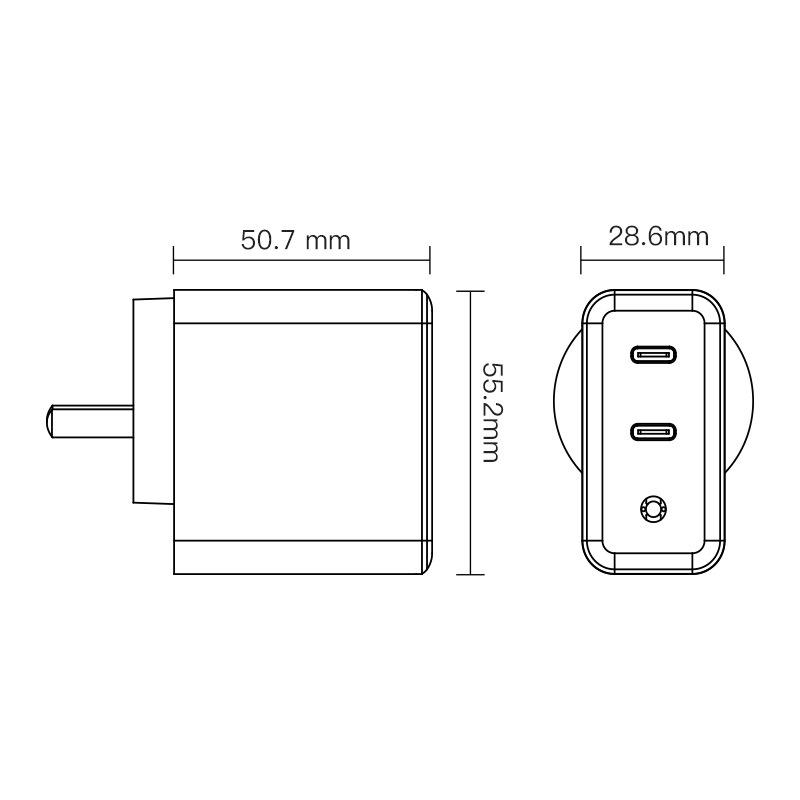 Многопротокольное зарядное устройство GaN2C PD40W, двухпортовое зарядное устройство PPS PD20W+PD20W, независимая интеллектуальная быстрая зарядка