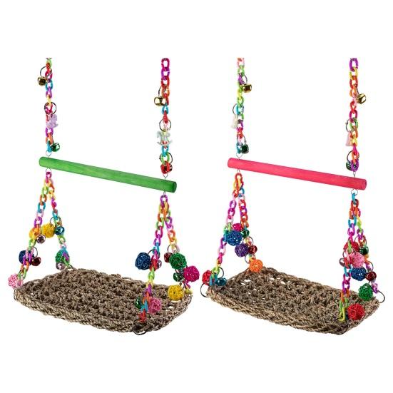 Качели с птицами и попугаями, тканые гамак для скалолазания, коврик для качелей, красочный гамак для попугаев, подставки для птичьей клетки