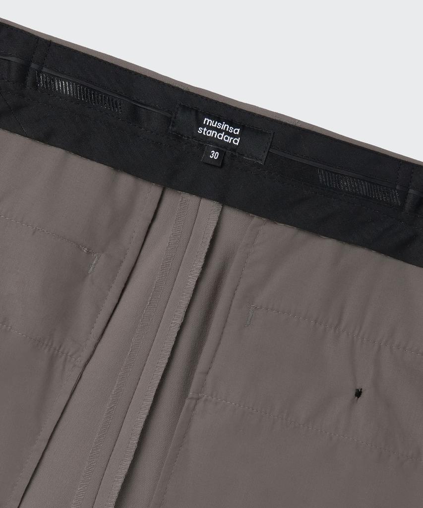MUSINSA STANDARD Semi-Wide Hidden Elastic Waist Slacks [Dusty Beige]