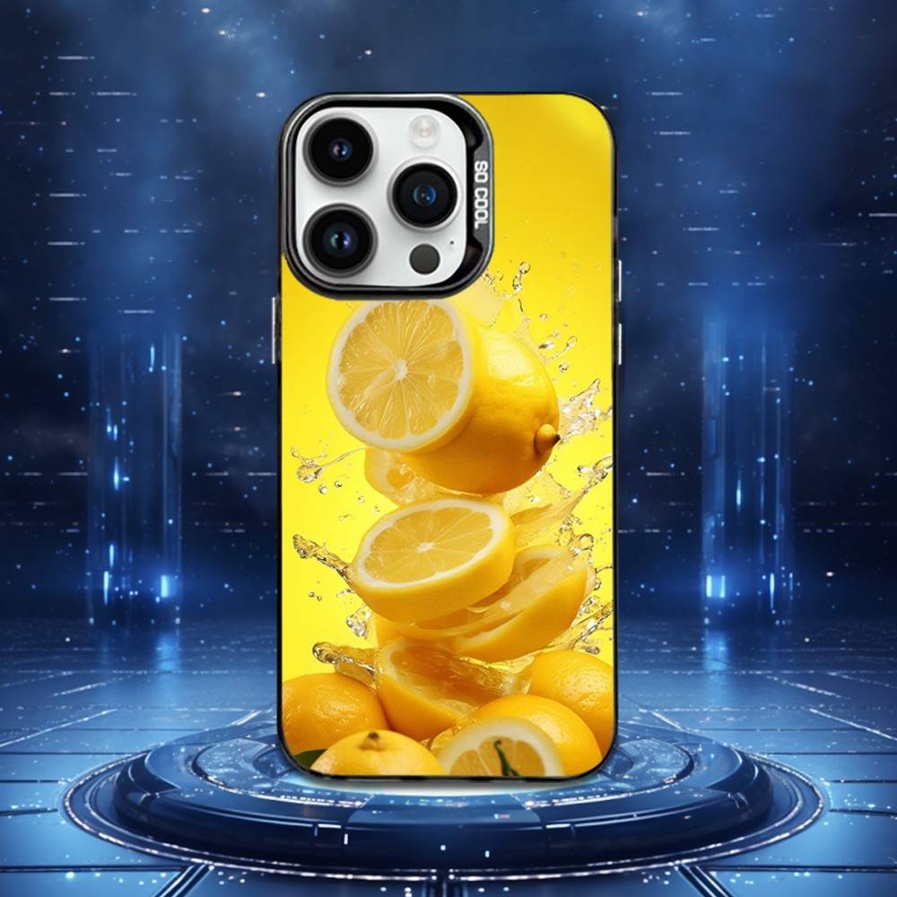 Yellow Fruit lemon Art Phone Case For iPhone 16,15,14,13,12,11,XS,Mini,Pro,MAX Black Matte Shockproof Cover